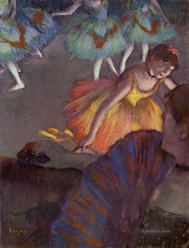 Bailarina y dama con abanico Bailarín de ballet impresionista Edgar Degas Pinturas al óleo